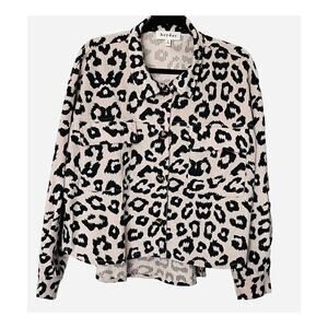 HEYDAY CASUAL BUTTON JACKET, WOMENS, S, BLACK & VERY LIGHT PINK - ANIMAL PATTERN